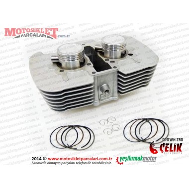 Çelik Crown XT250-16 Chopper Silindir, Piston ve Sekman Seti (Çiftli Silindir) 