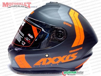 Axxis Draken Turuncu Kask (KOYU VİZÖR HEDİYELİ)