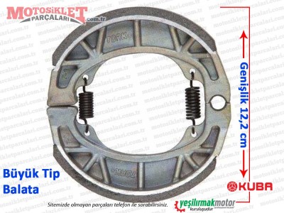 Kuba CG100, KM125-6 Fren Balatası - BÜYÜK TİP (Genişli 12,2 cm)